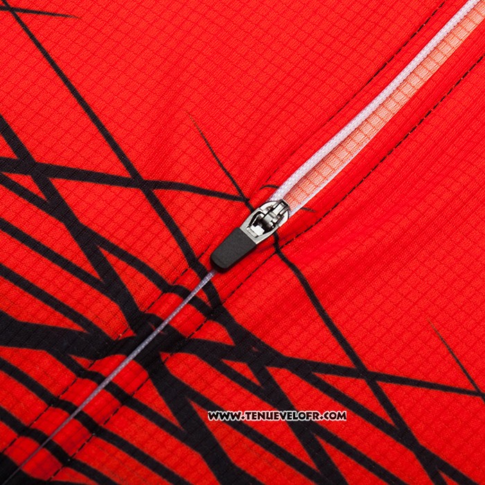 2021 Maillot Cyclisme R Star Noir Rouge Manches Courtes et Cuissard